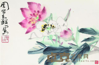 周昌谷 花卉 镜框 27×41cm