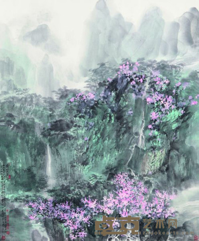 宋雨桂 2005年作 桃花流水 镜框 52×45cm