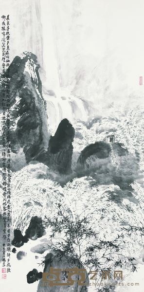 杨彦 1984年作 山水 立轴 137×67cm