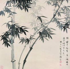 陆抑非 墨竹 镜框