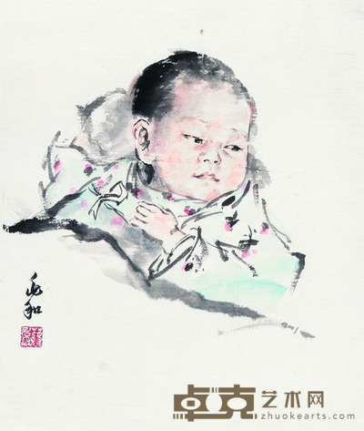 蒋兆和 人物 镜框 44×33cm