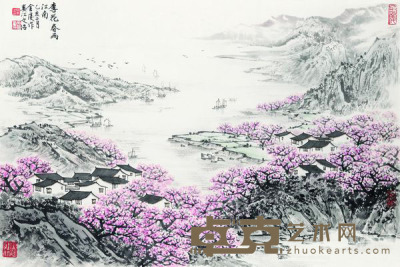宋文治 1995年作 李花春雨江南 镜框 40×59cm