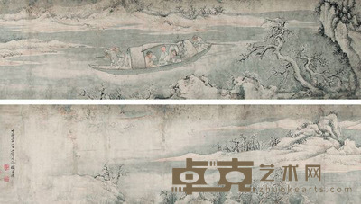 上官周 雪山归舟图 手卷 30×252cm