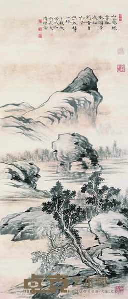 徐子鹤 山霁绿云 镜框 92.5×40.5cm