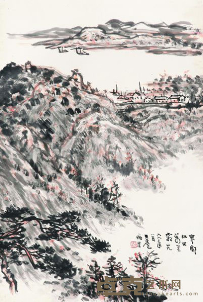 余任天 1968年作 廖廓江天 立轴 71×48cm