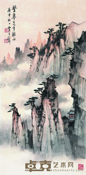 黄君璧 1980年作 云山万壑 镜框 57×40cm