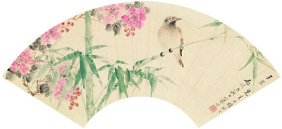 江寒汀 1946年作 花鸟镜框 镜框