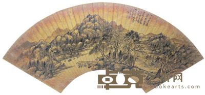 王昱 1729年作 山水 镜框 18×53cm