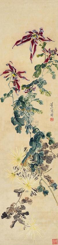 吴笠仙 菊花 立轴