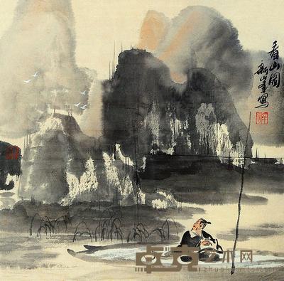 姚新峰 看山图 镜框 34.5×34.5cm