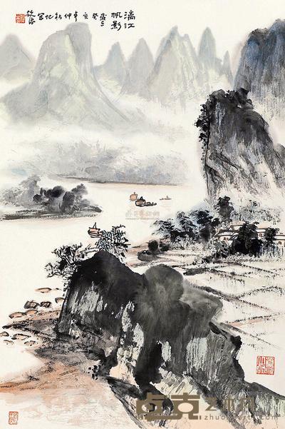 赵豫 漓江帆影 镜片 69×46cm