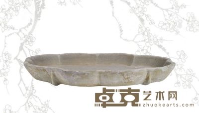 明 细砂石海棠形石盆 45×31×5.5cm