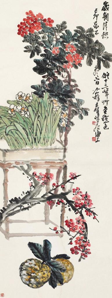 王个簃 己卯（1939）年作 岁朝清供 立轴