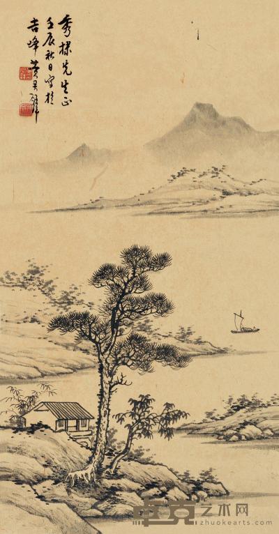 黄君璧 1952年作 吉峰 立轴 55×29cm