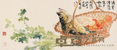 陆抑非 1960年作 冬飨图 镜片 96×41cm