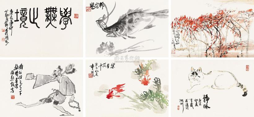 蔡天雄 等 2000年作 雪泥鸿痕 册页 （十四选六）