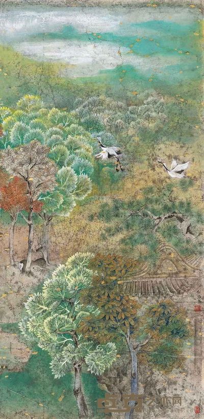 党仁浩 绿风花卉 镜片 130×63cm