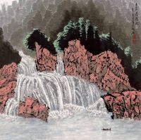 杨长槐 赤岩瀑流图 镜片