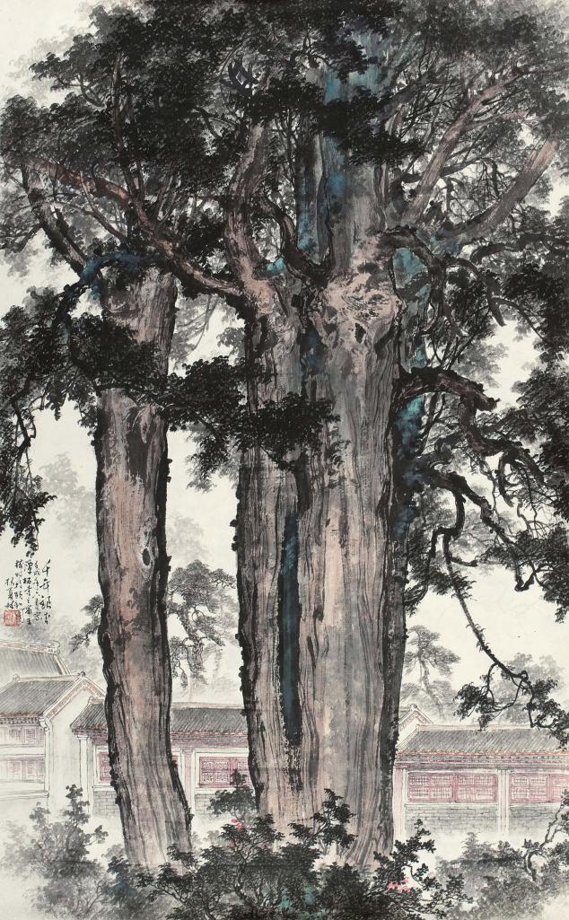 杨夏林 壬戌（1982年）作 千年银杏 镜心