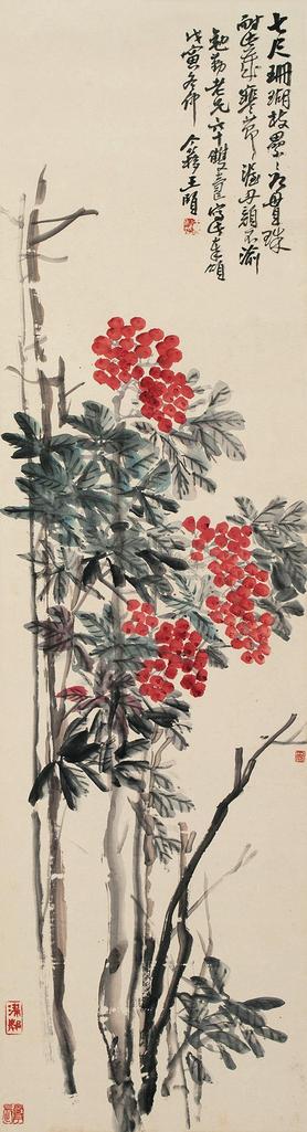 王个簃 戊寅（1938年）作 天竺 立轴