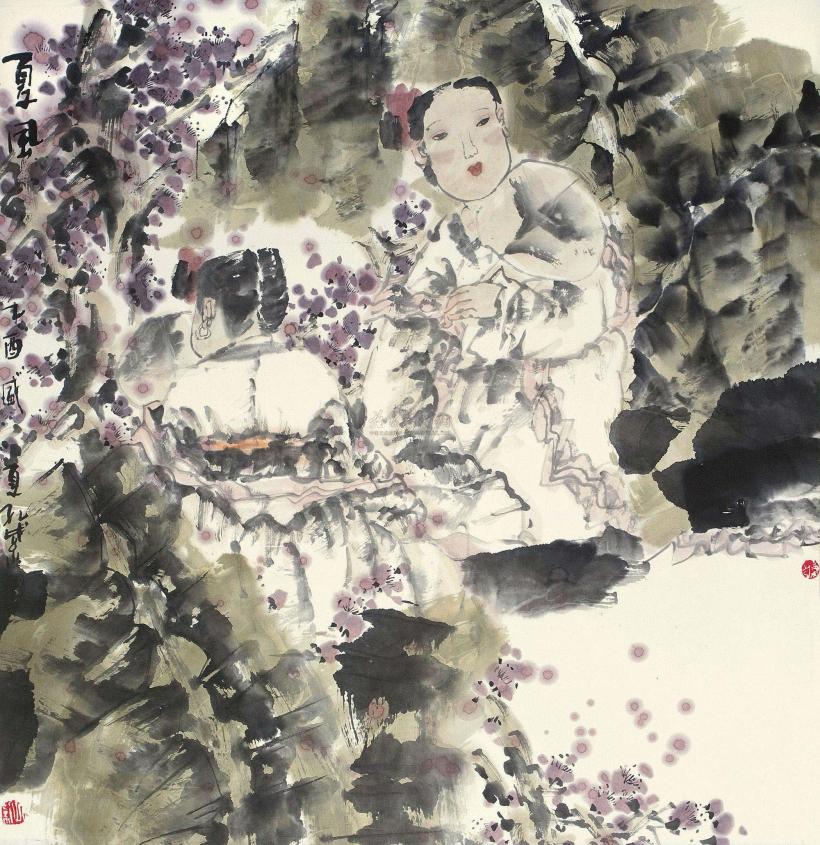 孔紫 乙酉（2005年）作 夏风 立轴