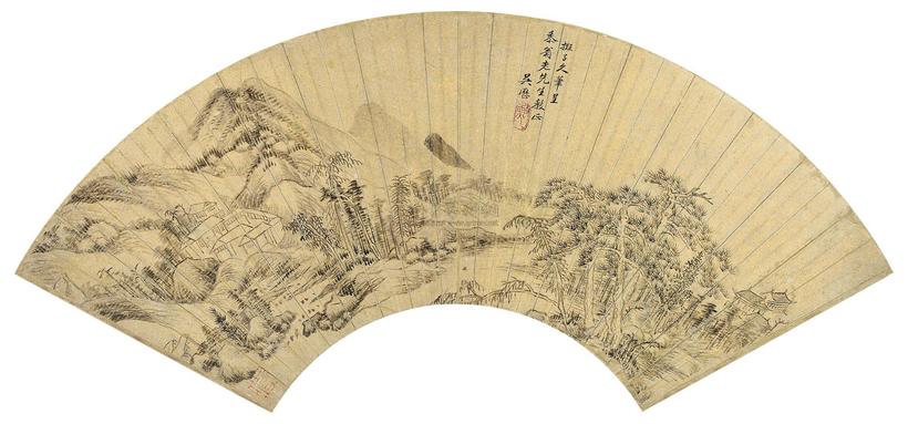 吴历 仿古山水 扇面