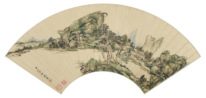 王原祁 仿古山水 扇面
