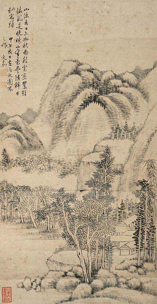 文嘉 甲午（1534年）作 秋山斜照 立轴