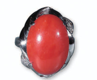 PT900珊瑚镶钻戒指