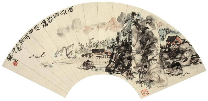 陈子庄 甲寅（1974年）作 山村图 镜心