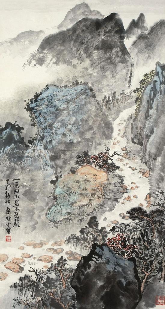 应野平 丁卯（1987年）作 万木葱茏 镜心