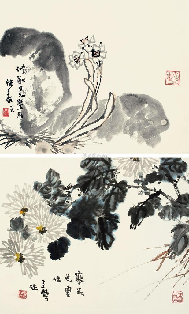 张继馨 丁巳（1977年）作 寒花色更佳 水仙 立轴