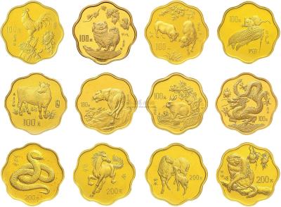 1993－2004年第一轮梅花形生肖金币一套十二枚