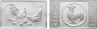 2005年5盎司乙酉鸡年方形生肖银币