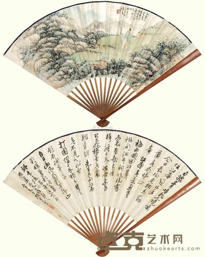 赵云壑 书画合璧 成扇 19×48cm