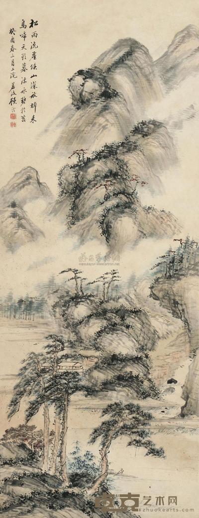 顾澐 山水 立轴 100×38cm