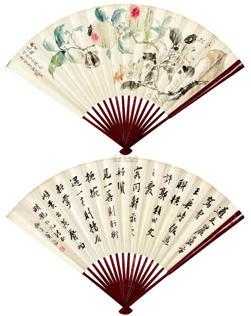 陆抑非 秋果逸趣 成扇