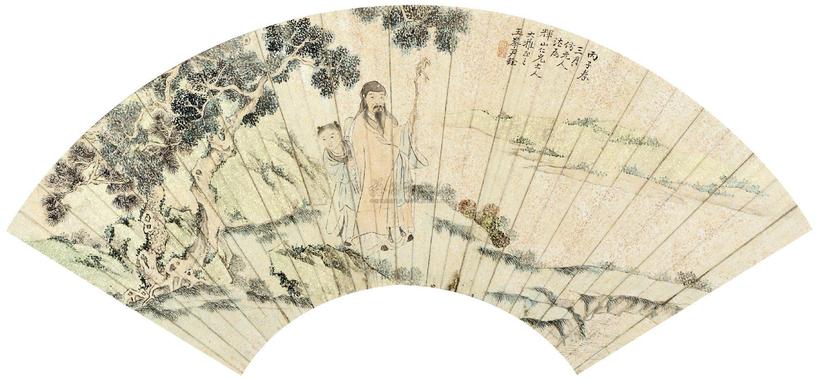 尹铨 访友图 扇面
