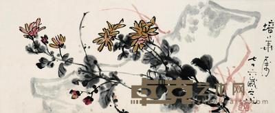 谢之光 菊石图 镜心 78×31cm