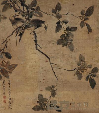 冯球 花鸟 立轴 39×34cm