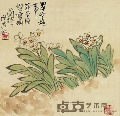 曹简楼 1958年作 花鸟 立轴 23×23cm×2