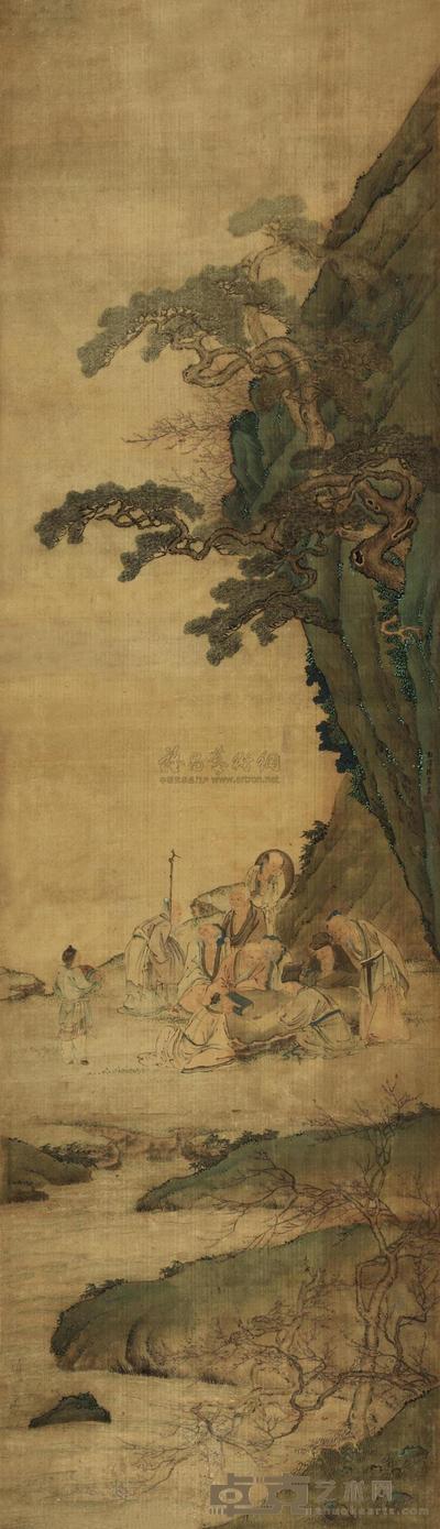 陈农 九老图 立轴 174×51cm