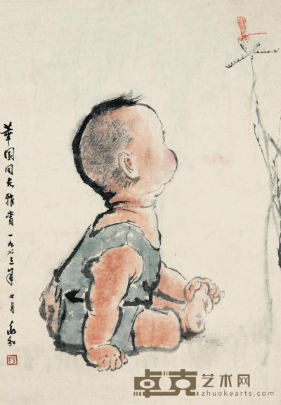 蒋兆和 1973年作 童趣 镜心 61×42cm