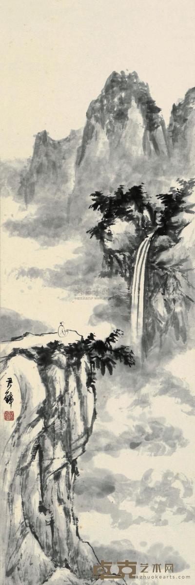 黄君璧 观瀑图 镜心 100×34cm