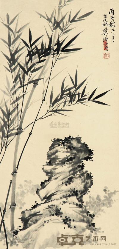 樊浩霖 竹石图 立轴 129×33cm