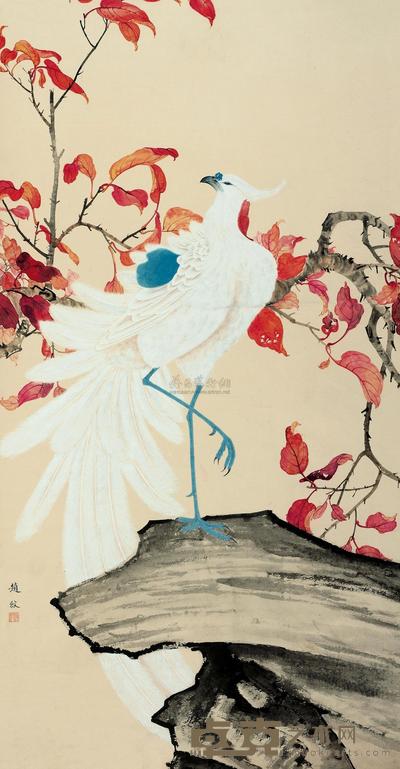 赵纹 凤凰傲立图 立轴 131.6×68.5cm