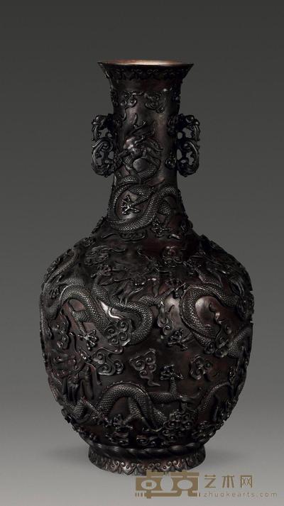 铜雕云龙瓶 高55cm