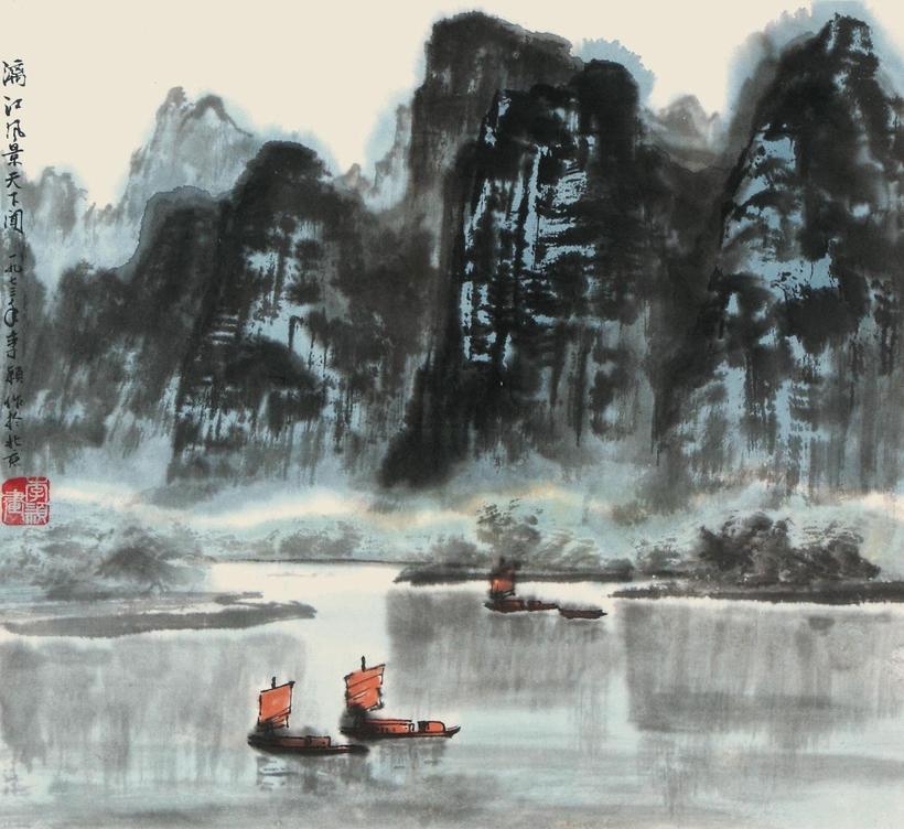 李颖 漓江风景 镜心