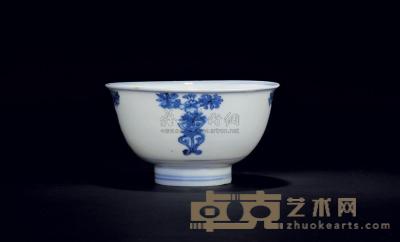 清初 青花盆景纹小碗 直径10.5cm
