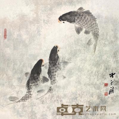 陈永锵 三鱼图 镜片 68×68cm